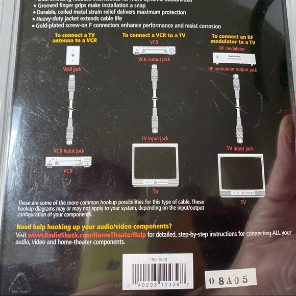 RadioShack Coax Video Cable Gold Series 15-1542, 6 FOOT LONG, New in pkg - Picture 4 of 4
